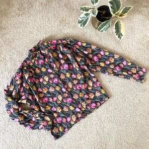 Vintage Emanuel Ungaro Parallele Paris Designer 100% Silk Tulip Blouse